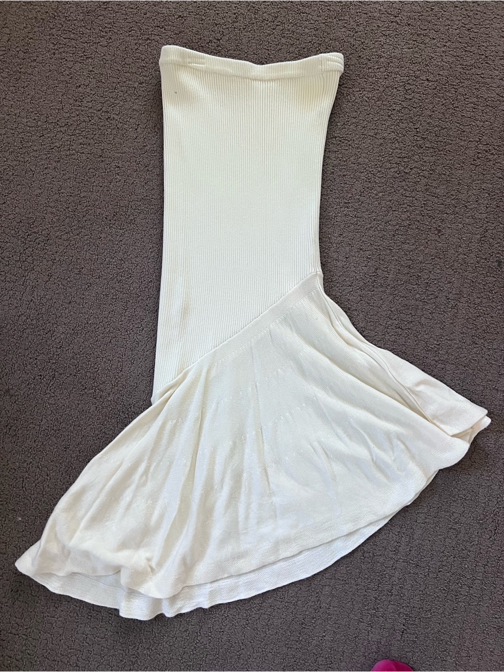 LPA Off-White Ribbed Knit Crew Top